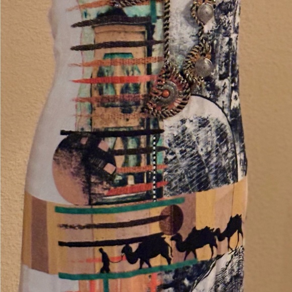 NWT SAVE THE QUEEN Made in Italy Dress Camel Safari Orange Size L Pendant Mini - Picture 5 of 8